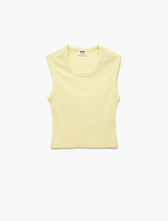 Pamuklu Kolsuz Bisiklet Yaka Fitilli Slim Fit Crop Atlet