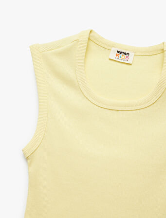 Pamuklu Kolsuz Bisiklet Yaka Fitilli Slim Fit Crop Atlet