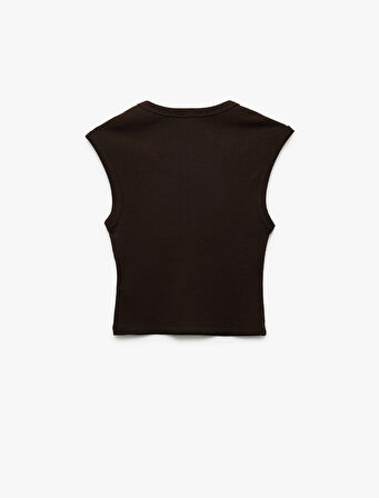 Pamuklu Kolsuz Bisiklet Yaka Fitilli Slim Fit Crop Atlet