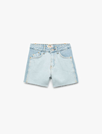 Saçaklı Paçalı Cepli Denim Mini Şort