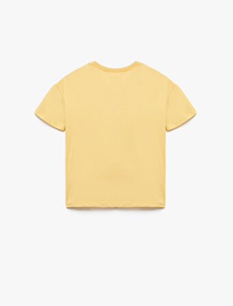 Palmiye Baskılı Bisiklet Yaka Kısa Kollu Pamuklu Tişört