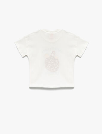 Bisiklet Yaka Kısa Kollu Pamuklu Baskılı Tişört