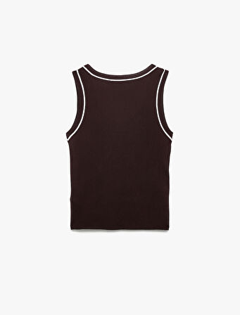 Renk Kontrastlı Kolsuz U Yaka Triko Atlet