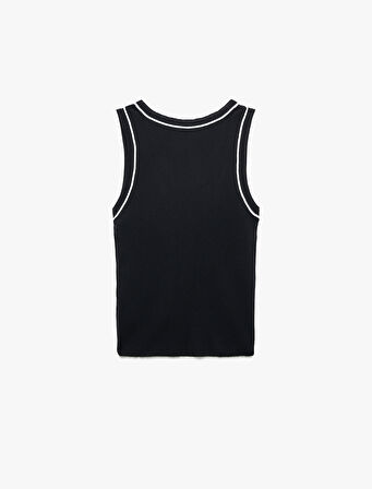 Renk Kontrastlı Kolsuz U Yaka Triko Atlet