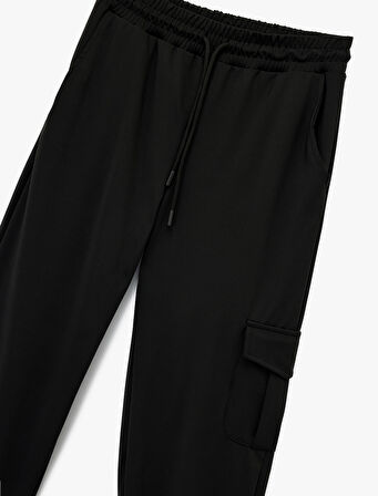 Yüksek Bel Cep Detaylı Rahat Kalıp Spor Jogger Eşofman Altı