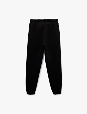 Beli Bağcıklı Şardonlu Yüksek Bel Oversize Jogger Spor Eşofman Altı