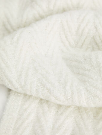 Saç Örgü Dokulu Uzun Atkı