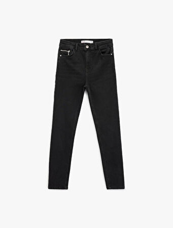 Yüksek Bel Fermuar Cep Detaylı Toparlayıcı Skinny Jean Pantolon -  Push Up Skinny Jeans