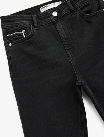 Yüksek Bel Fermuar Cep Detaylı Toparlayıcı Skinny Jean Pantolon -  Push Up Skinny Jeans