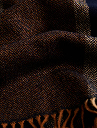 Çizgili Uzun Püsküllü Atkı