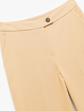 Standart Bel Cepli Kısa Geniş Paça Palazzo Pantolon