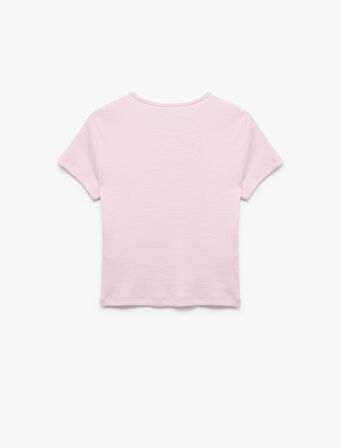 Crop Bisiklet Yaka Kısa Kollu Slim Fit Basic Kadın Tişört