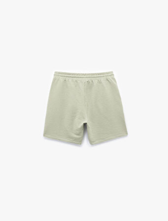 Pamuklu Dokulu Bermuda Beli Bağcıklı Şort