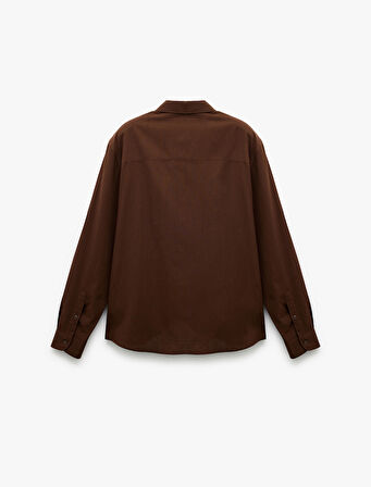 Uzun Kollu Pamuklu Regular Fit Kol Detaylı Klasik Gömlek