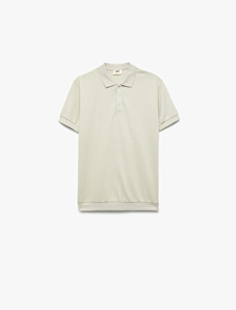 Çıtçıt Düğme Detaylı Polo Yaka Kısa Kollu Pamuklu Tişört