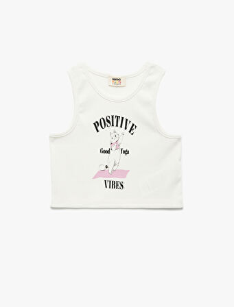 Pamuklu Bisiklet Yaka Dar Kesim Kedi Baskılı Kolsuz Atlet