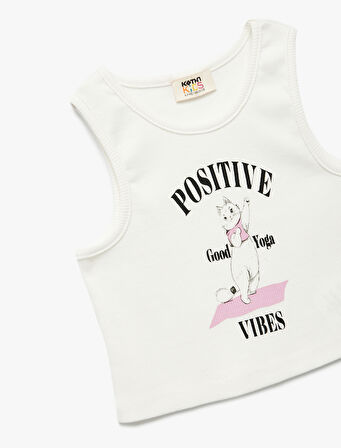 Pamuklu Bisiklet Yaka Dar Kesim Kedi Baskılı Kolsuz Atlet