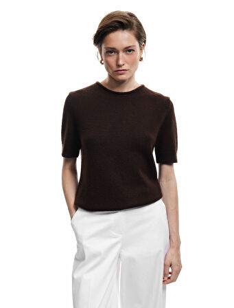 Bisiklet Yaka Kısa Kollu Triko Kazak