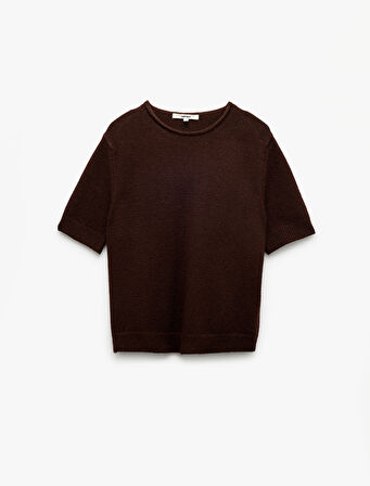 Bisiklet Yaka Kısa Kollu Triko Kazak