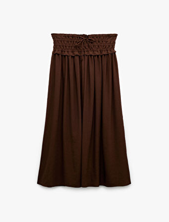 Beli Bağcıklı Rahat Kalıp A Kesim Viskon Uzun Etek