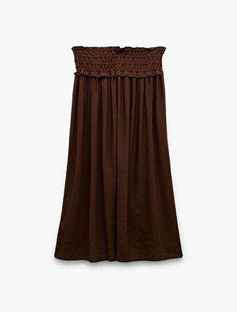 Beli Bağcıklı Rahat Kalıp A Kesim Viskon Uzun Etek