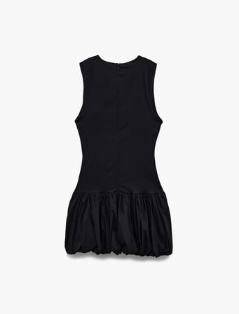 U Yaka Slim Fit Kolsuz Mini Balon Elbise