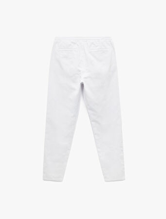 Beli Bağcıklı Pamuklu Cep Detaylı Kanvas Chino Pantolon