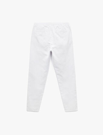 Beli Bağcıklı Pamuklu Cep Detaylı Kanvas Chino Pantolon