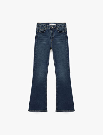 Yüksek Bel Dar Kesim İspanyol Paça Jean Pantolon - Flare Jeans