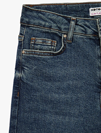 Yüksek Bel Dar Kesim İspanyol Paça Jean Pantolon - Flare Jeans