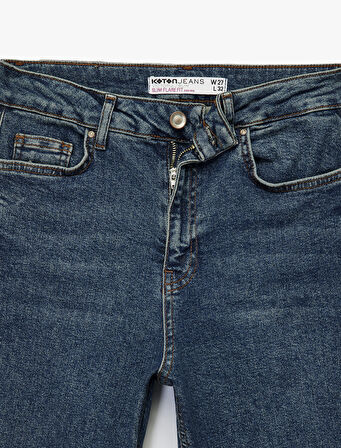 Yüksek Bel Dar Kesim İspanyol Paça Jean Pantolon - Flare Jeans