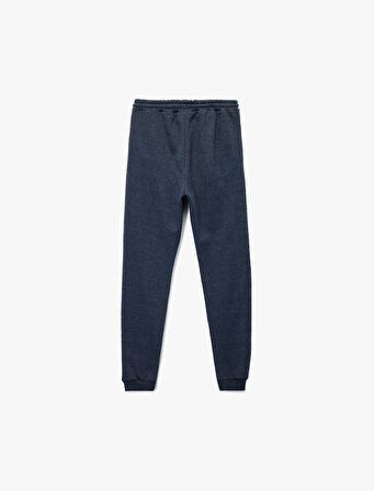 Şardonlu Baskı Detaylı Beli Bağlamalı Jogger Eşofman Altı