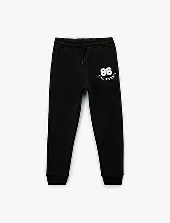 Baskılı Beli Bağcıklı Cep Detaylı Jogger Eşofman Altı