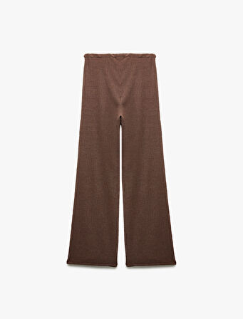 Beli Bağcıklı Rahat Kalıp Geniş Paça Pantolon Bürümcük