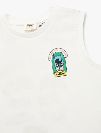 Lisanslı Batman Baskılı Pamuklu Bisiklet Yaka Atlet