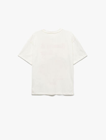 Pamuklu Bisiklet Yaka Kısa Kollu Limon Baskılı Tişört