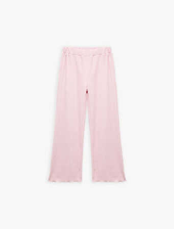 Viskon Karışımlı Beli Lastikli Geniş Paça Pantolon