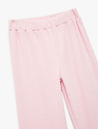 Viskon Karışımlı Beli Lastikli Geniş Paça Pantolon