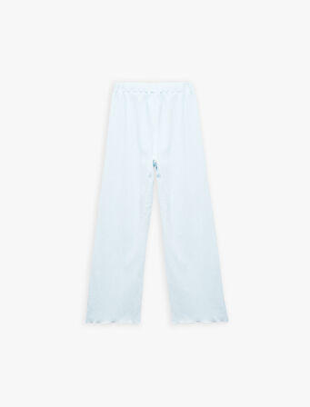 Viskon Karışımlı Beli Lastikli Geniş Paça Pantolon