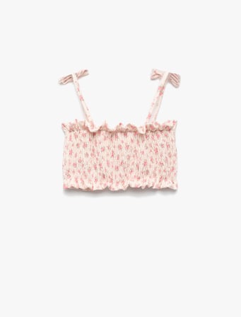 Gipeli Fiypnk Detaylı Çiçekli Askılı Crop Bluz