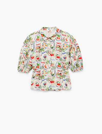 Pamuklu Kısa Kollu Klasik Yaka Desenli Gömlek