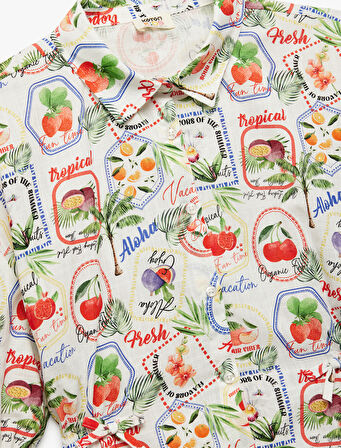 Pamuklu Kısa Kollu Klasik Yaka Desenli Gömlek