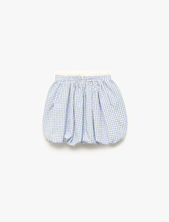 Kurdele Detaylı Beli Lastikli Pötikare Balon Etek