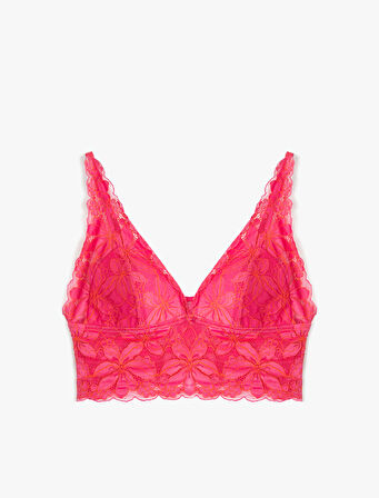 Balensiz Rahat Kalıp Çiçekli Dantelli Bralet Sütyen