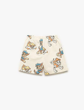 Lisanslı  Beli Lastikli Paw Patrol Baskılı Pamuklu Şort