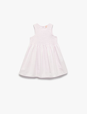 Pamuklu Kolsuz Bisiklet Yaka Askılı Elbise