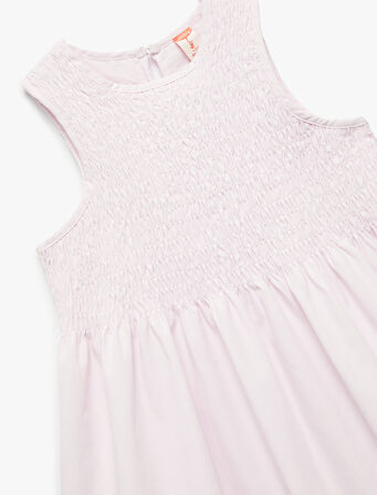 Pamuklu Kolsuz Bisiklet Yaka Askılı Elbise