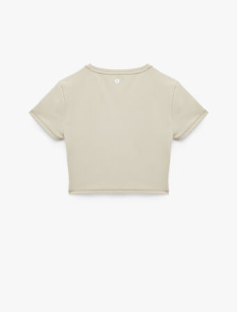 Kısa Kollu Bisiklet Yaka Basic Crop Slim Fit Spor Tişört