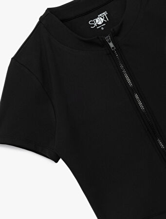 Slim Fit Kısa Kollu Fermuarlı Spor Tişört