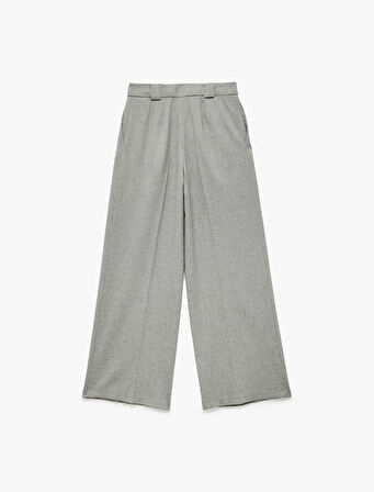 Cepli Geniş Paça Yüksek Bel Palazzo Pantolon